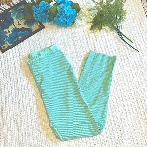 Ralph Lauren Aqua Green & white Gingham check Cotton, Chino Flat front Pant sz 2